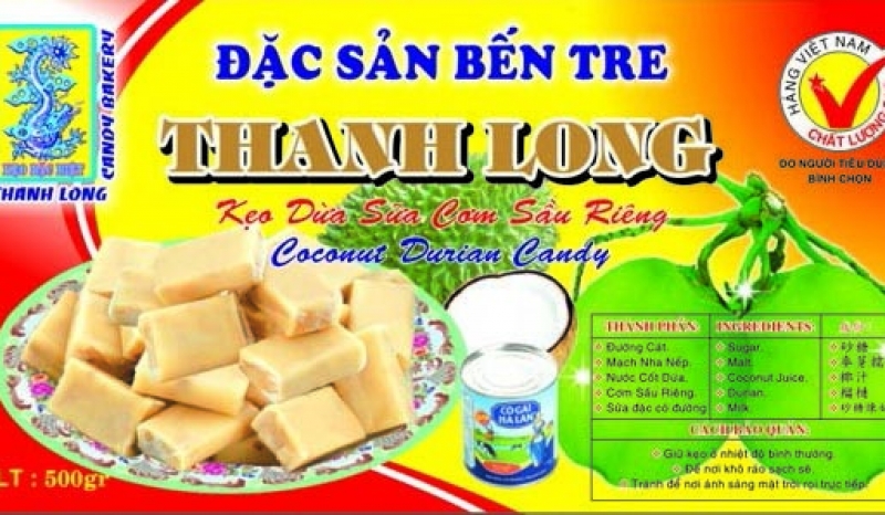 Kẹo dừa sữa cơm sầu riêng 500gr