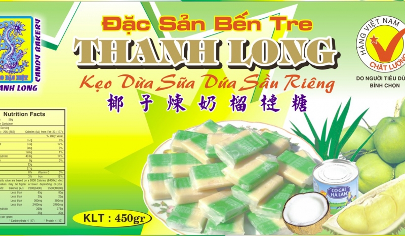 Kẹo dừa sữa dứa sầu riêng 450gr