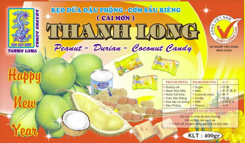 Kẹo dừa đậu phộng - cơm sầu riêng 400gr
